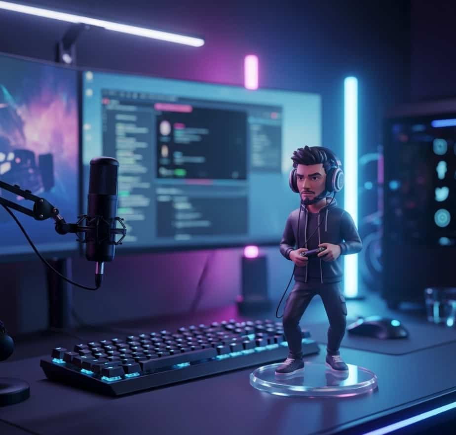Streamer or gamer channel art figurine concept