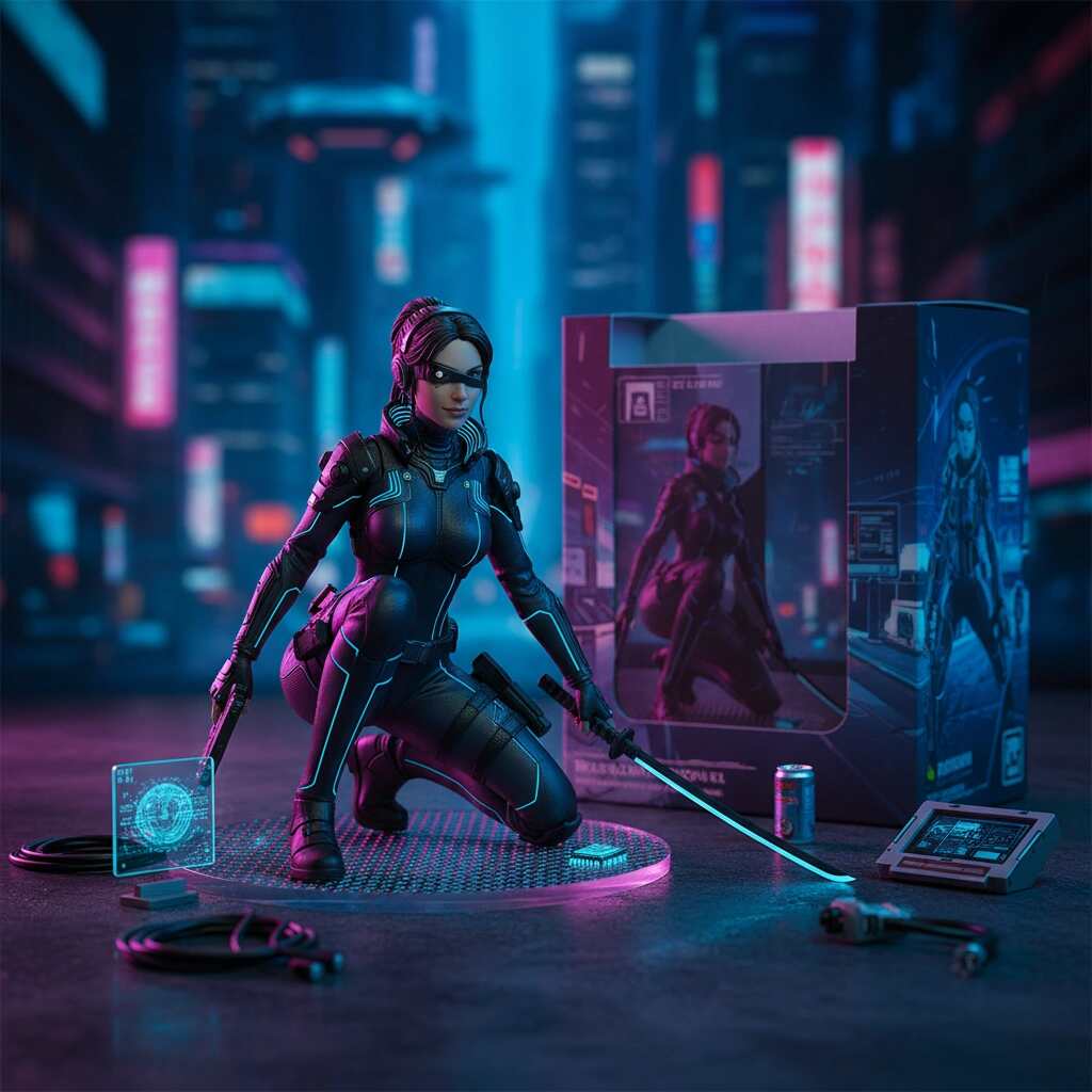 AI figurine of a futuristic warrior in power armor.