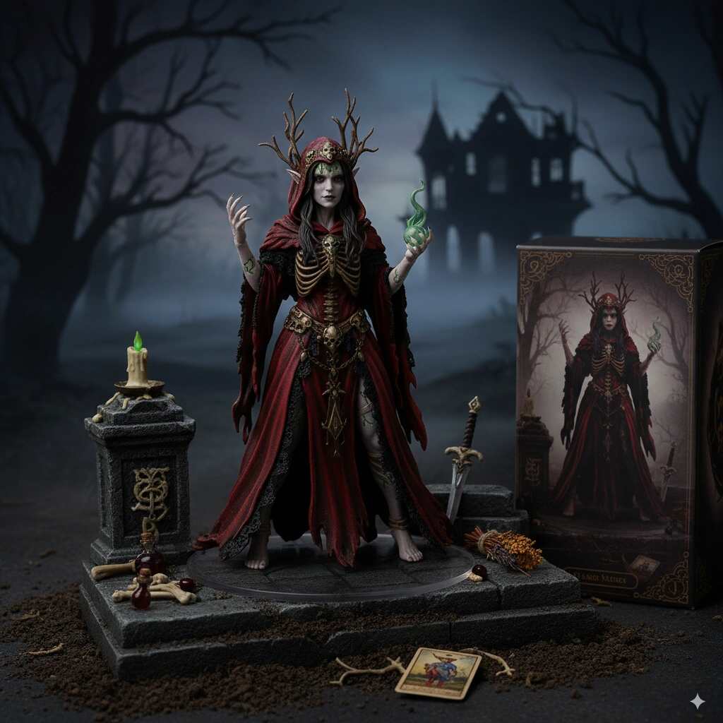 AI figurine of a sorcerer couple casting a spell together.