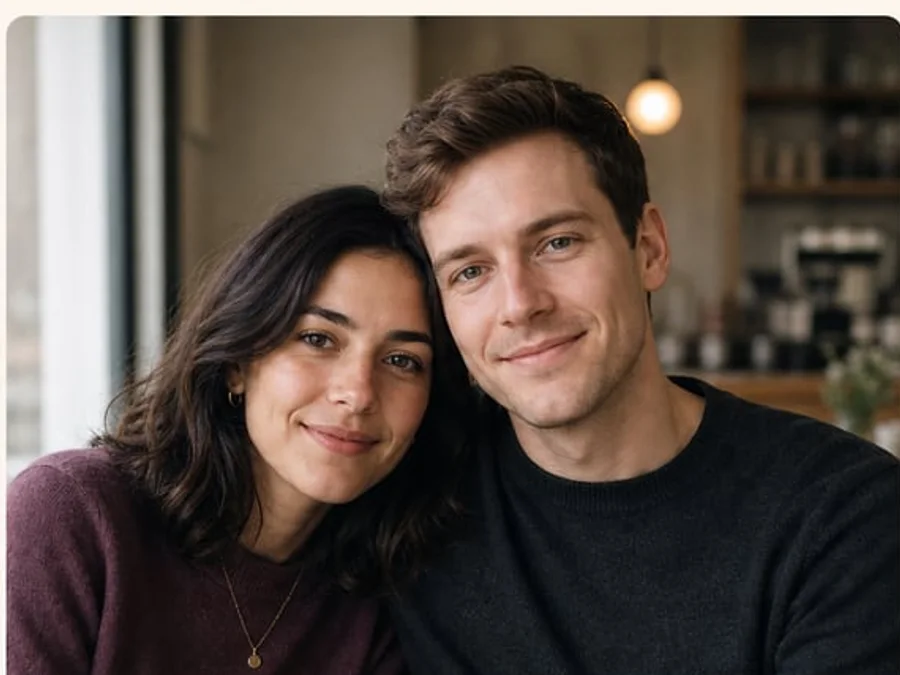Generated cozy cafe couple photo