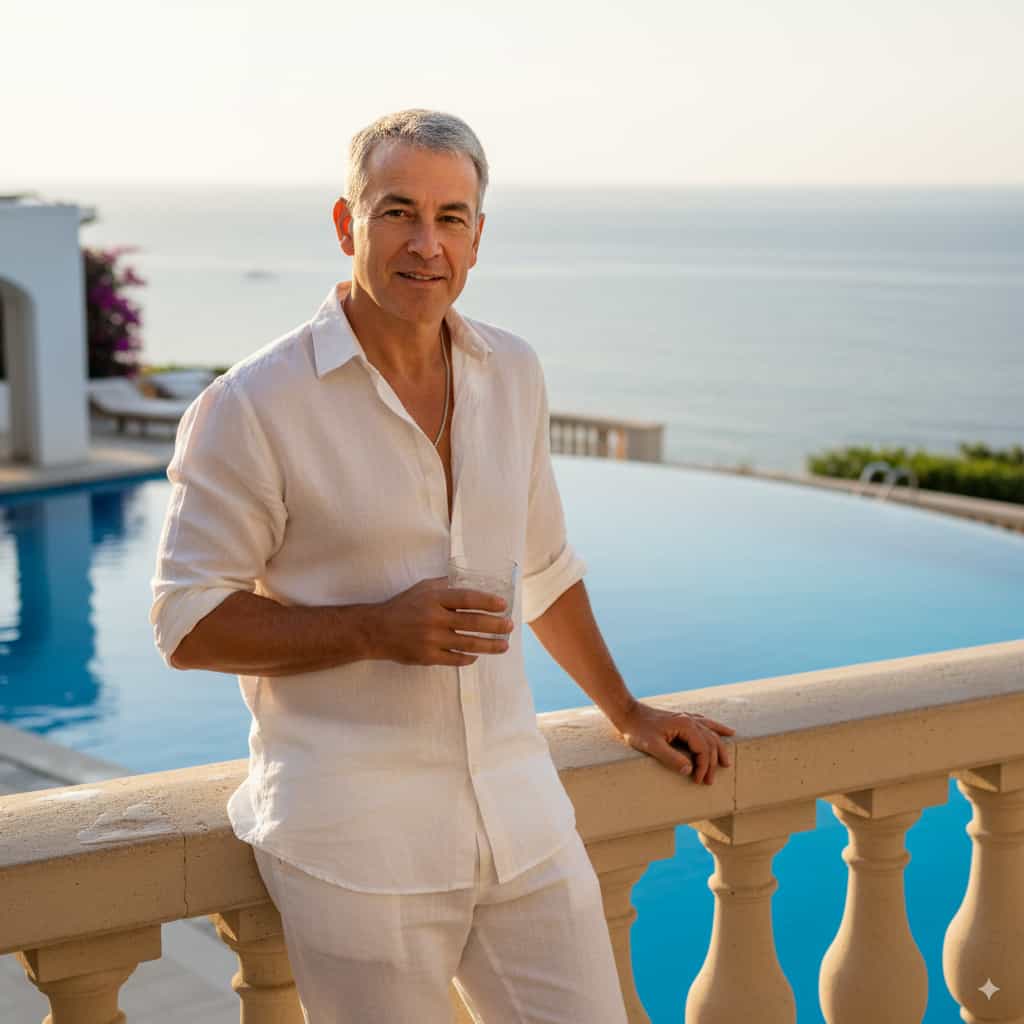 Richard D. enjoying sunset at the pool.