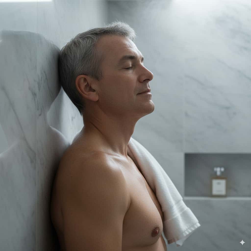 Richard D. in the shower.