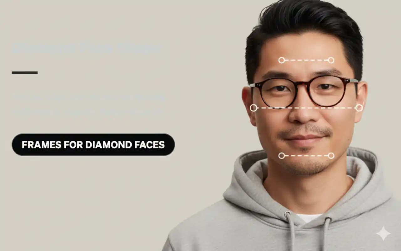 Diamond face shape with recommended glasses