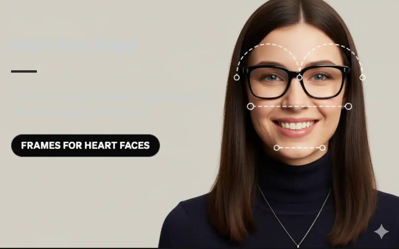 Heart face shape with recommended glasses