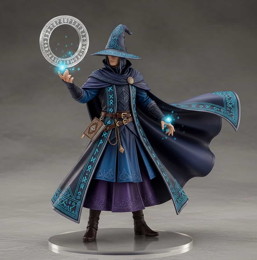 Steampunk themed AI figurine of a woman wearing goggles and intricate brass machinery.